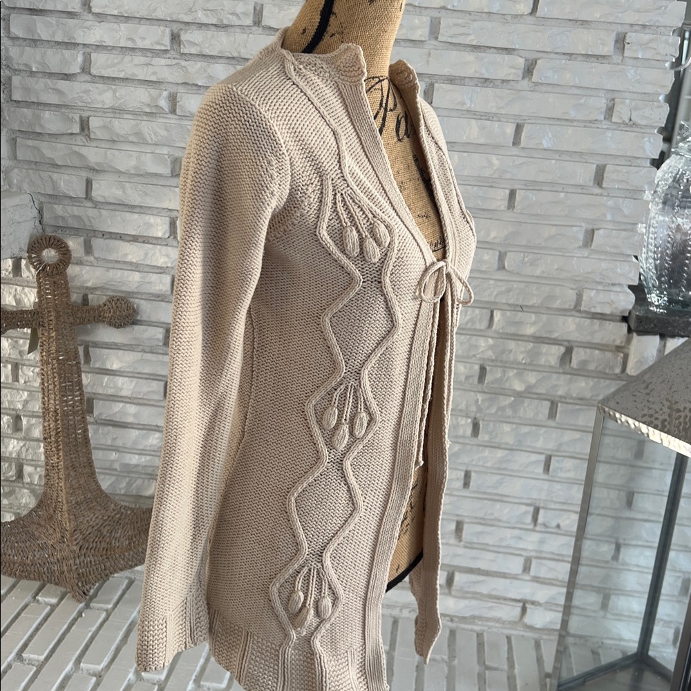 Max Studio Cream Open-Front Cardigan Sz S - Picture 3 of 8